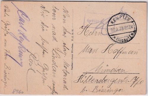 DR-Infla - Kempten 1 27.9.23 Gebühr bezahlt Ra1 Karte n. München