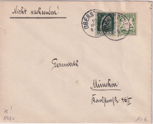 Bayern - 5+5 Pfg. Wappen(Wz.3)/Luitpold Brief Oberstaufen - München 12. MRZ 11