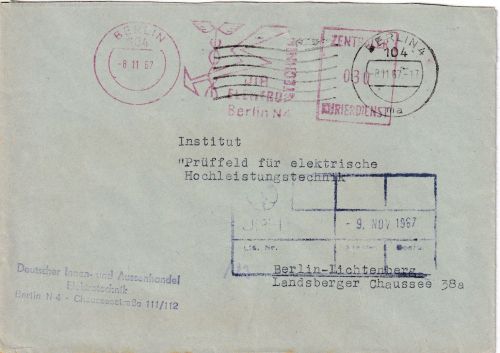 DDR - Berlin 1967 30 Pfg. AFS ZKD-Ortsbrief "DIA Elektrotechnik"
