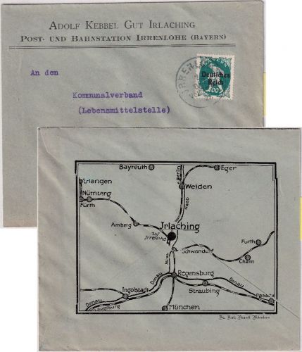 DR-Infla - Gut Irlaching illustr. Firmenkuvert Irrenlohe - Schwandorf 2. DEZ 21