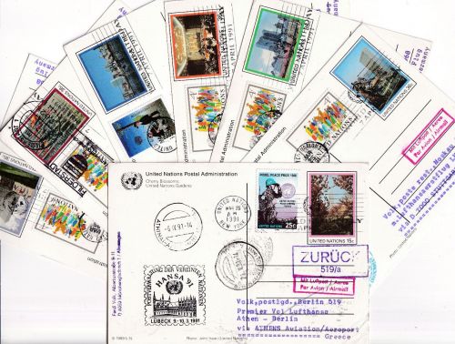 UNO New York - 2x15+5x36 C. Bildganzsachen+Zusatz (7 Stück) 1991