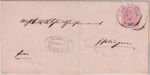 Württemberg - Mühlacker Postablege Dürrmenz Brief n. Esslingen 1877