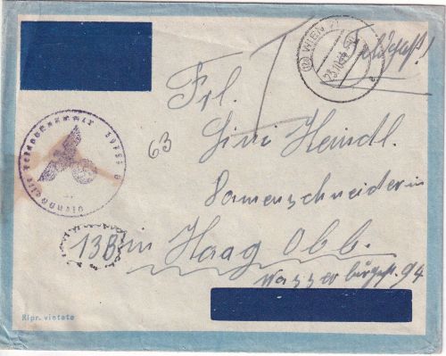 DR - (12a) Wien 23.10.44 Feldpostbrief Fp.Nr. 59757B (Italien) n. Haag
