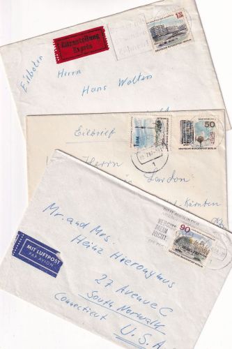 Berlin - "Neu-Berlin" 1x Luftpost, 2x Eilboten 3 Belege ab Berlin 1967/68