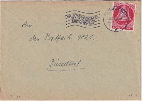 Berlin - 20 Pfg. Glocke links Brief Berlin SW11 - Düsseldorf 1951