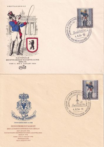 Berlin - 20 Pfg. Tag d. Briefmarke beide Farben amtl. Schmuck-FDC 4.8.54