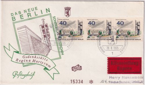 Berlin - 3x40 Pfg. Neu-Berlin Schmuck-FDC/Eilbrief ESST 28.8.65