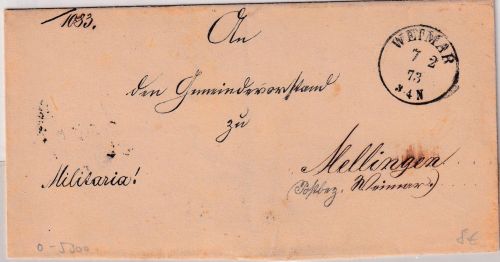 DR - Weimar 7.2.73 K1 portofreier Militariabrief n. Mellingen