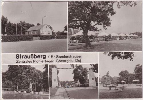 Thüringen - Straußberg Kr Sondershausen Zentrl. Pionierlager sw-Mehrbild-AK 1982