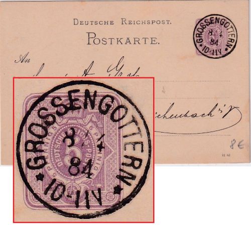DR - Grossengottern 8/4 84 kl. K1 5 Pfg. Ganzsache n. Reichenbach