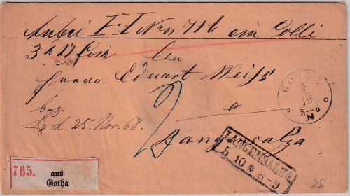 NDP - Gotha 4/10 K1 Paketbegleitbrief n. Langensalza ca. 1870