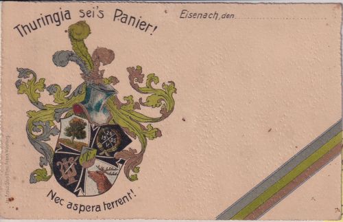 Thüringen - Eisenach Thuringia sei's Panier farb. Studentenkarte ca. 1910