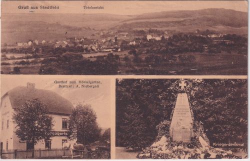 Thüringen - Stedtfeld Gasthof Hörselgarten etc. sw-Mehrbild-AK gelaufen 1927