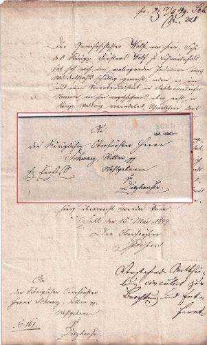 Preussen - Suhl 10. Mai L2 Dienstbrief/Forstsache n. Diezhausen 1849 - Inhalt !!
