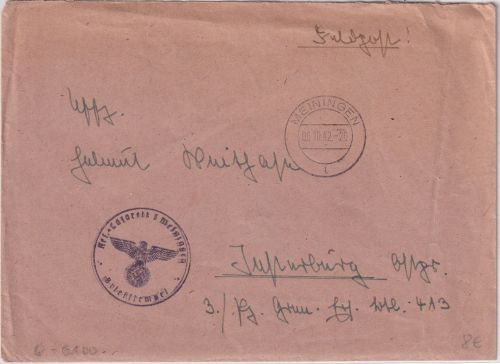 DR - Meiningen 1942 Res. Lazarett Feldpostbrief n. Insterburg - mit Inhalt