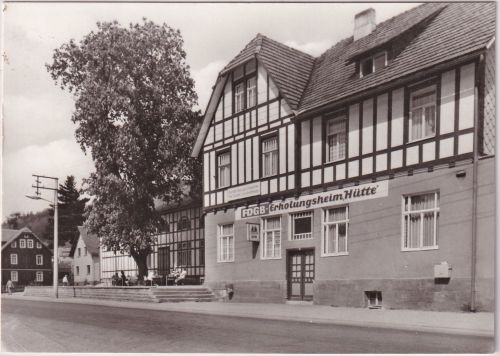 Thüringen - Schönbrunn FDGB Erholungsheim sw-Foto-AK gelaufen 1983