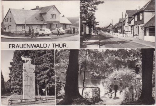 Thüringen - Frauenwald Cafe Straßenansicht etc. sw-Mehrbild-AK gelaufen 1977