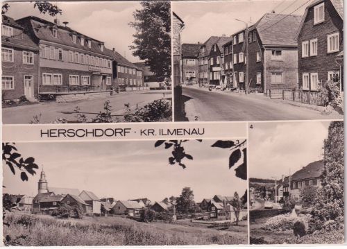 Thüringen - Herschdorf Kulturhaus etc. sw-Mehrbild-AK gelaufen 1982
