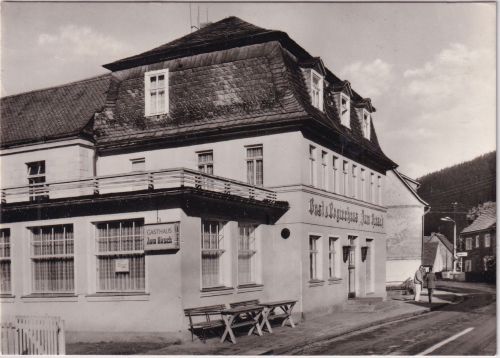 Thüringen - Unterweißbach Gasthaus "zum Hirsch" sw-Foto-AK gelaufen 1983