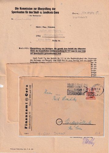 SBZ - 24 Pfg. Arbeiter/Überdruck Brief Masch.werbestpl. Gera 4 "1848-1948"