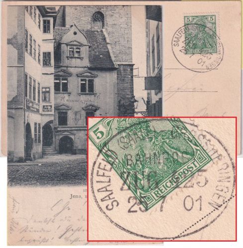 DR - Saalfeld Grossheringen Bahnpost Zug 425 AK Jena Burgkeller n. Hamburg