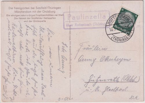 DR - Paulinzella ü. Rottenbach (Thüring.) Landpost-Ra2 Karte n. Gützenrath