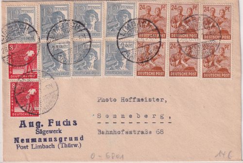 All.Bes./Währungsreform - Limbach (Thüringen) 28.6.48 Brief/Zehnfach n Sonneberg