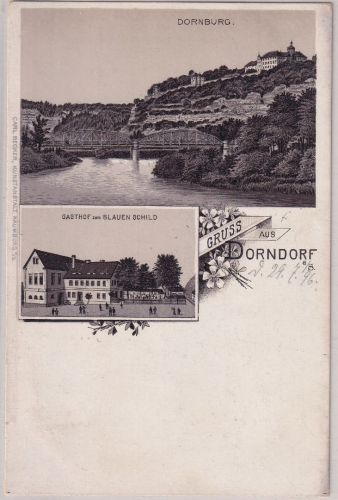 Thüringen - Dorndorf Gasthaus z. Blauen Schild etc. sw-Mehrbild-AK dat. 1896