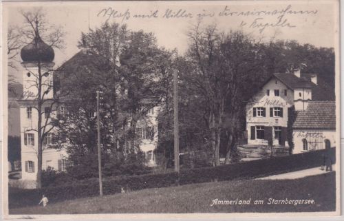 Bayern - Ammerland Starnberger See Schlösschen u. Villa sw-Foto-AK gelaufen 1926