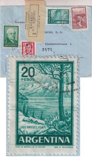 Argentinien - 20 P. Freimarke u.a. Luftpost-Eilbrief Buenos Aires - München 1963