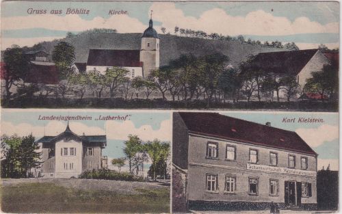 Sachsen - Böhlitz Schankwirtschaft Jugendheim etc. farb. Mehrbild-AK 1922