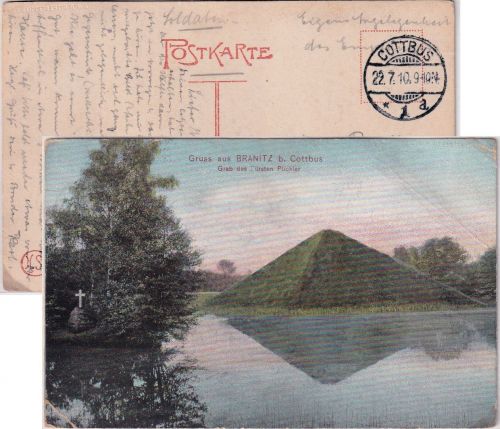 DR - Cottbus 1910 portofreie Soldatenkarte an SMS Hessen in Kiel