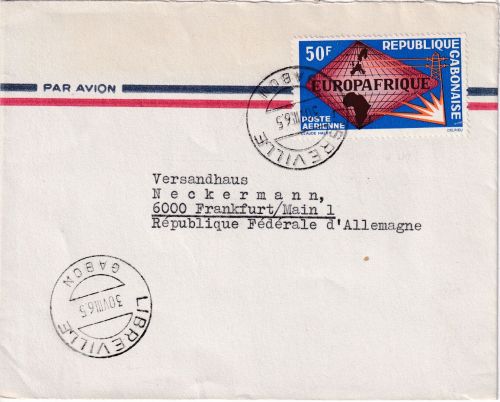 Gabun - 50 F. Europafrique Luftpostbrief Libreville - Frankfurt a/M. 1965