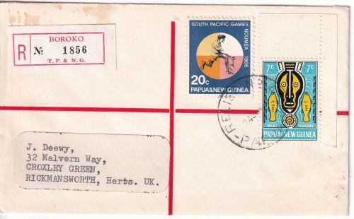 Papua New Guinea - 20 C Tennisspieler Einschreibebrief Relief No.4 (Boroko) 1966
