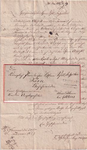 Preussen - Luckau 22. FEBR L2 Dienstbrief Tornow - Klein-Döbbern b. Cottbus 1829