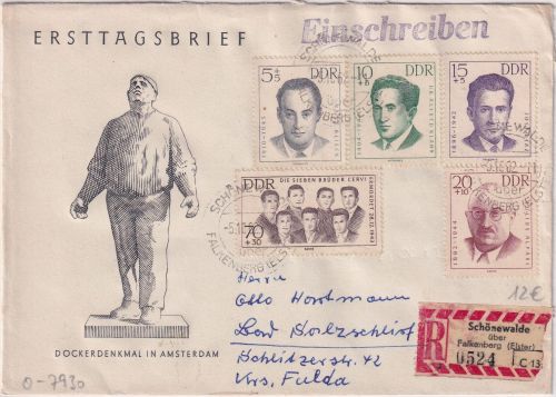 DDR - Antifaschisten/KZ-Opfer II Satz Einschreibebrief Schönewalde ü. Falkenberg