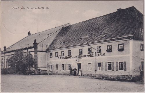 Sachsen - Ottendorf-Okrilla Gasthof z. schwarzen Ross sw-AK gelaufen 1912