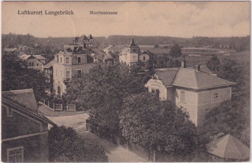 Sachsen - Langebrück Luftkurort Moritzstraße sw-AK gelaufen 1918