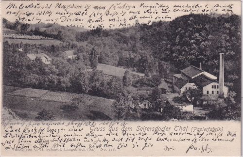 Sachsen - Seifersdorfer Tal Seifersdorf Papierfabrik sw-AK gelaufen 1905