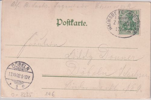 DR - Hainsberg Kipsdorf Bahnpost Zug 2910 AK Kipsdorf n. Döbeln 1902