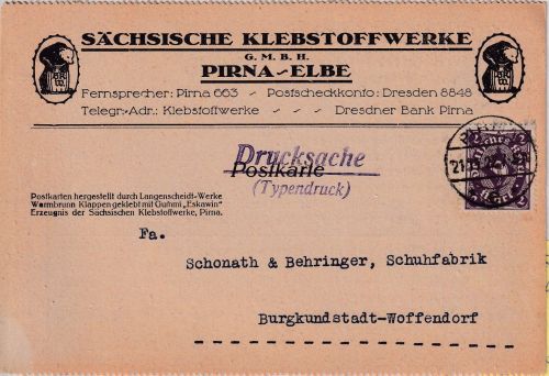 DR-Infla - 2 M. Posthorn illustr. Firmendrucksachenkarte Pirna 21.11.22