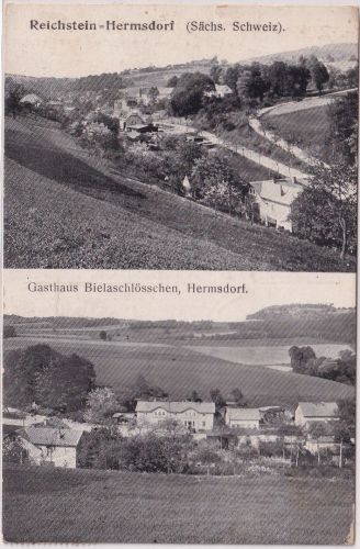 Sachsen - Reichstein-Hermsdorf Gasthaus etc. sw-Mehrbild-AK gelaufen 1922