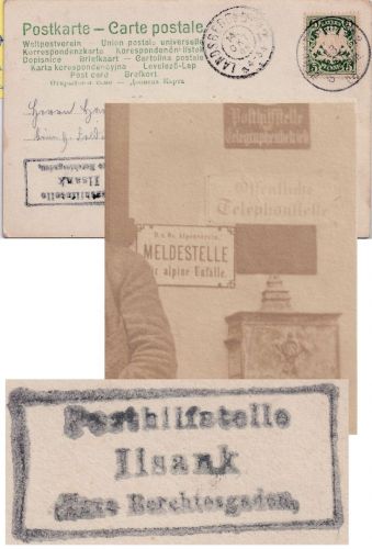 Bayern - Ilsank Taxe Berchtesgaden Posthilfstellen-Ra3 priv. Foto-AK 1906