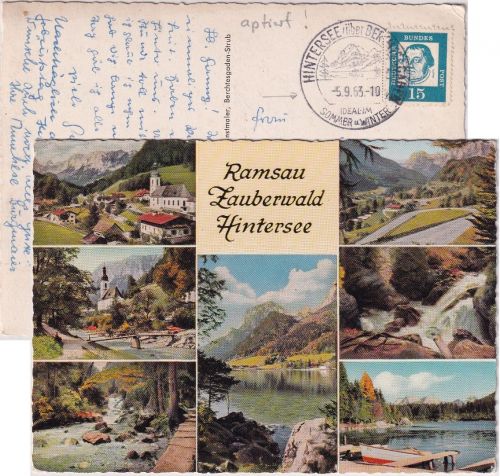 BRD - Hintersee ü. Berchtesgaden aptierter Handwerbestpl. Karte n. Raubling 1963