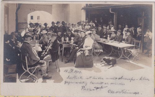 Bayern - Berchtesgaden Biergarten private Foto-AK gelaufen 1901