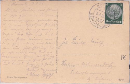 DR - Schönau ü. Berchtesgaden Poststelle I Karte n. Berlin 1939