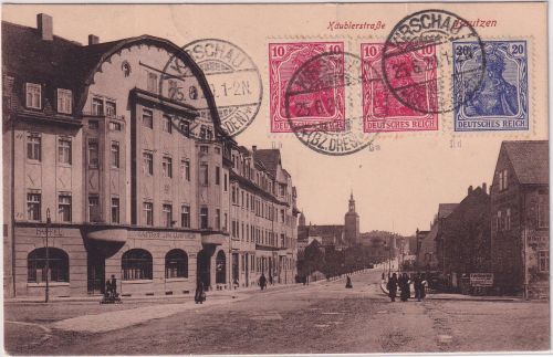 DR - Bautzen Käublerstraße bilds. frank. AK n. HOLLAND Kirschau - Rotterdam 1920