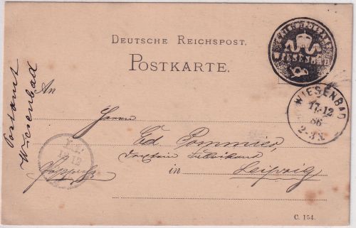 DR - Wiesenbad 17.12.86 K1 portofreie Postsache/Karte n. Leipzig