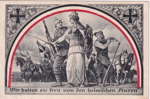 DR - Germania/Soldat/Bauer Propagandakarte (Res.IR Nr. 71) Feldpost 1915