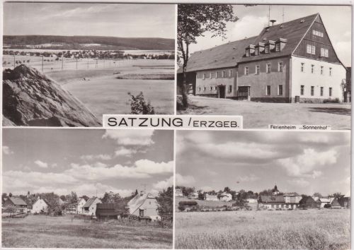 Sachsen - Satzung (Erzgeb.) Ferienheim Sonnehof etc. sw-Mehrbild-Foto-AK 1983